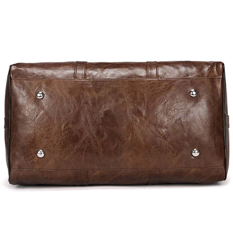 Handcrafted leather overnight duffle bag