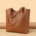 Structured leather tote bag