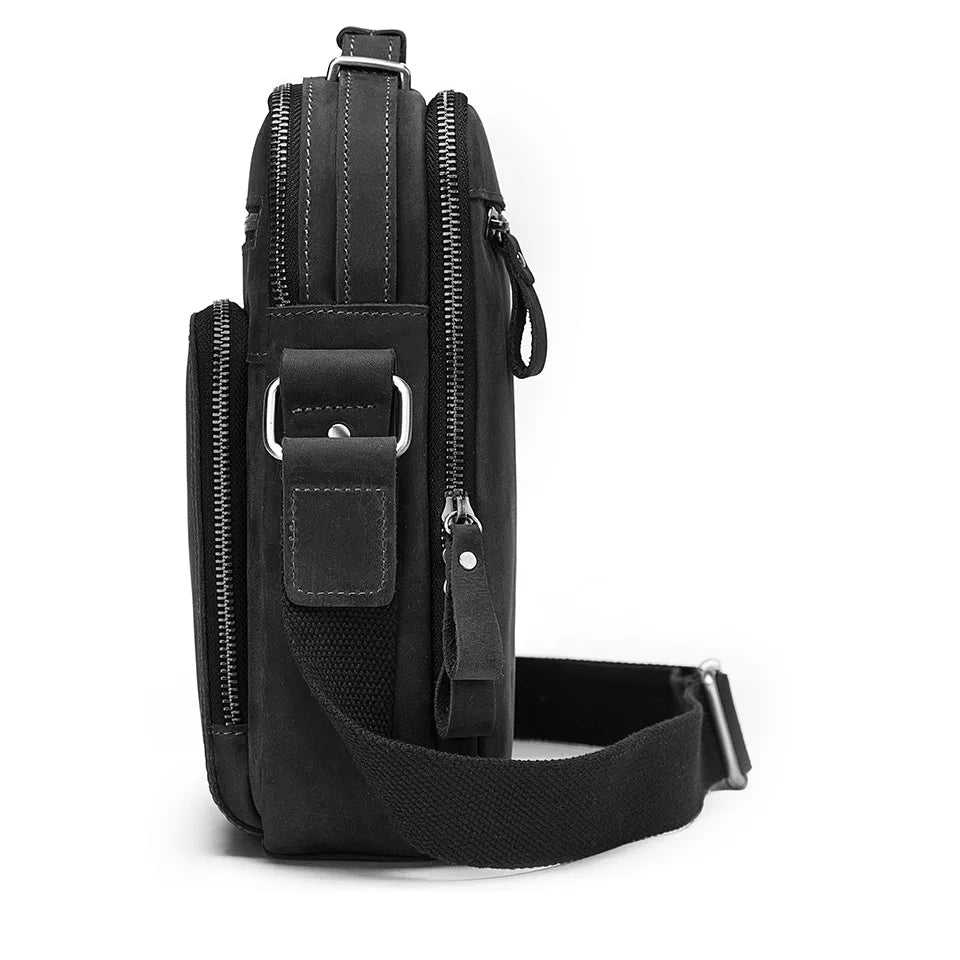 Compact leather crossbody satchel