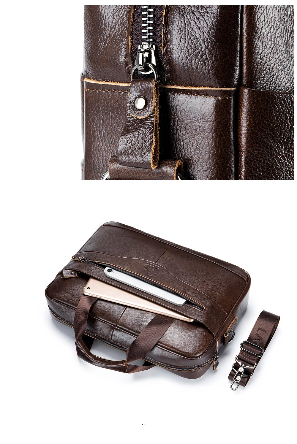 Men's structured leather laptop case