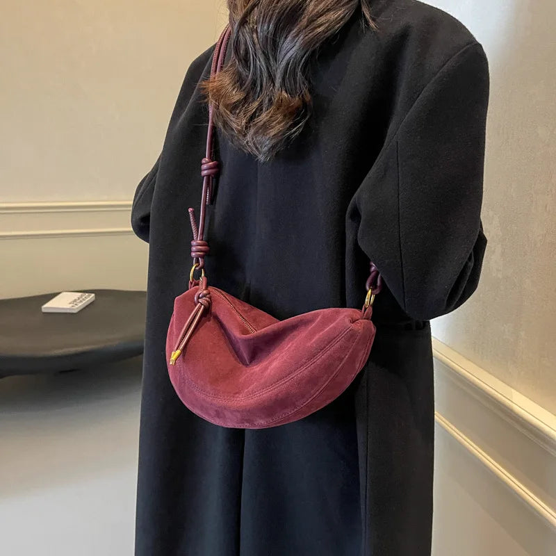 Women suede hobo bag