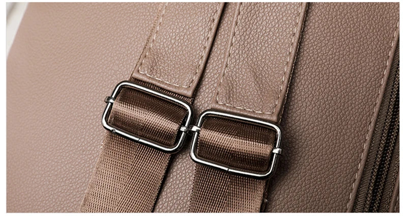 Smooth leather backpack with top handle