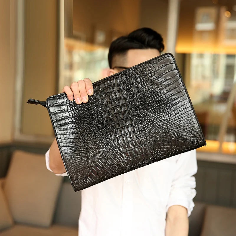 Large leather clutch