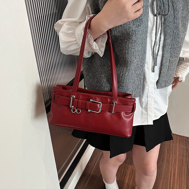 Soft-touch leather shoulder bag