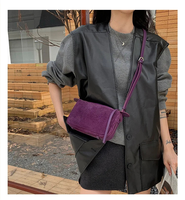 Suede shoulder purse