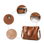 Large leather tote bag with zipper