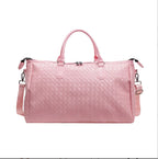 Zip-top leather overnight duffle bag