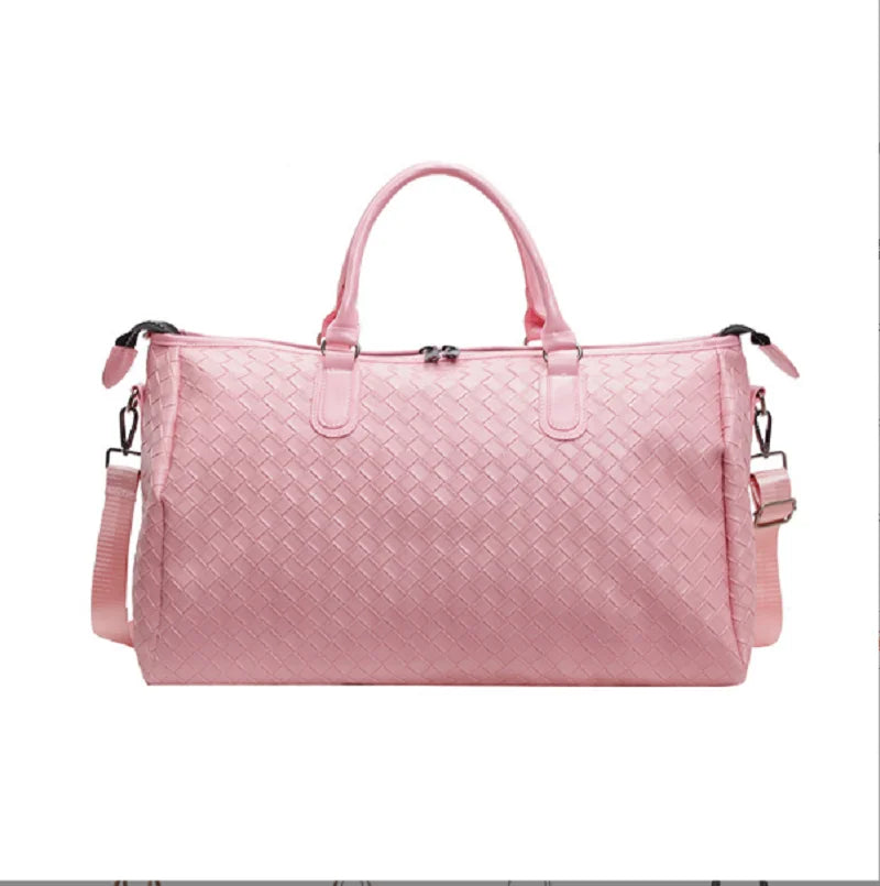 Zip-top leather overnight duffle bag