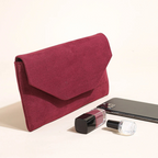 Corduroy envelope clutch bag with magnetic closure