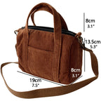 Corduroy purse with detachable shoulder strap
