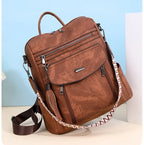 Vintage leather school knapsack