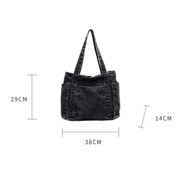 Denim shoulder tote bag