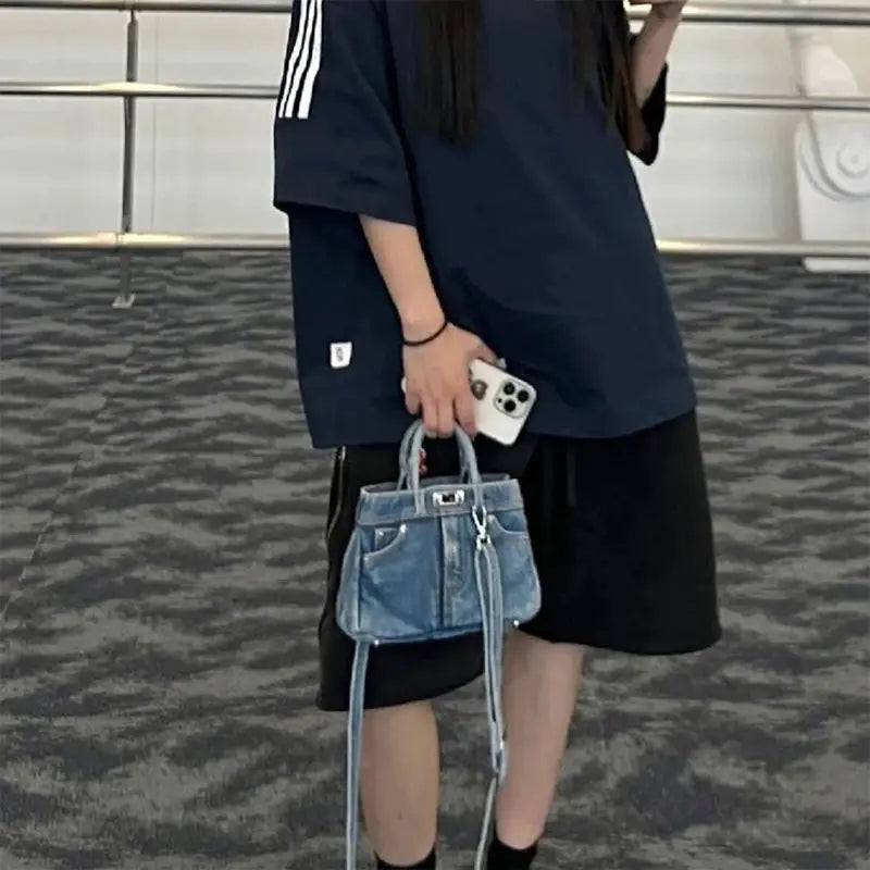 French-style  denim handbag