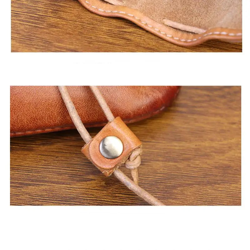 Leather coin pouch drawstring clutch