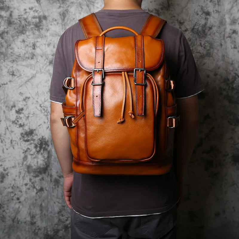 Heavy-duty leather rucksack