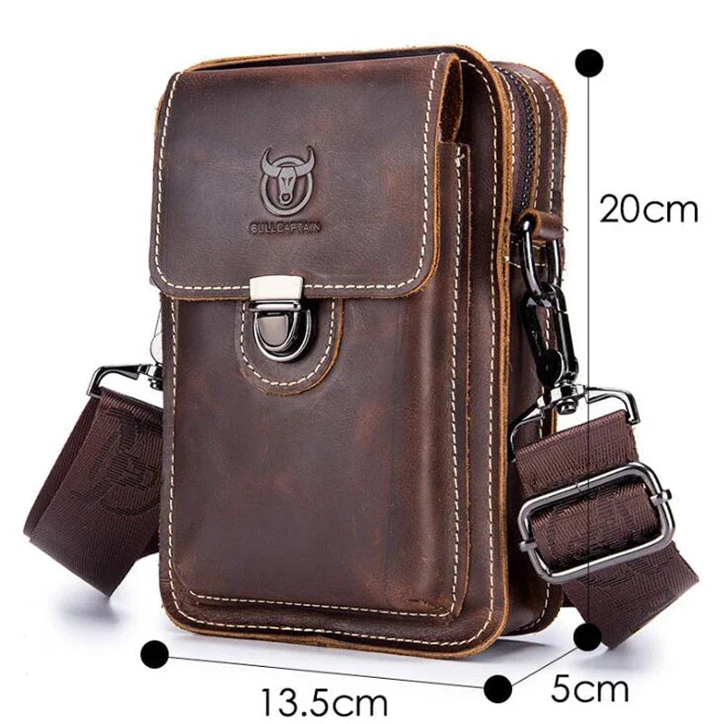 Men vintage leather crossbody bag