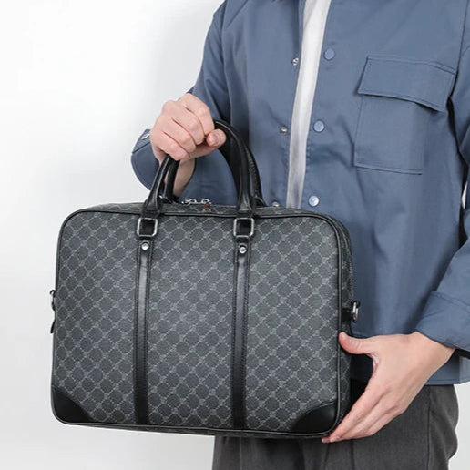 Designer-inspired leather laptop briefcase