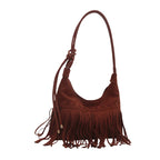 Fashion suede shoulder bag with curved shape