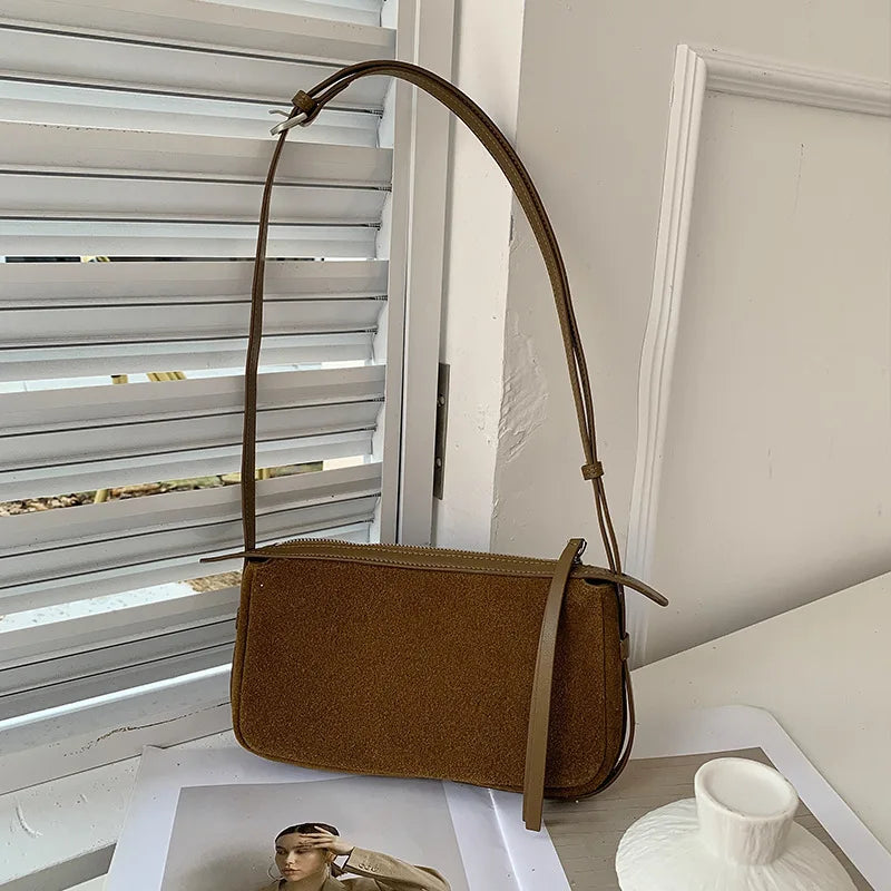 Suede shoulder purse