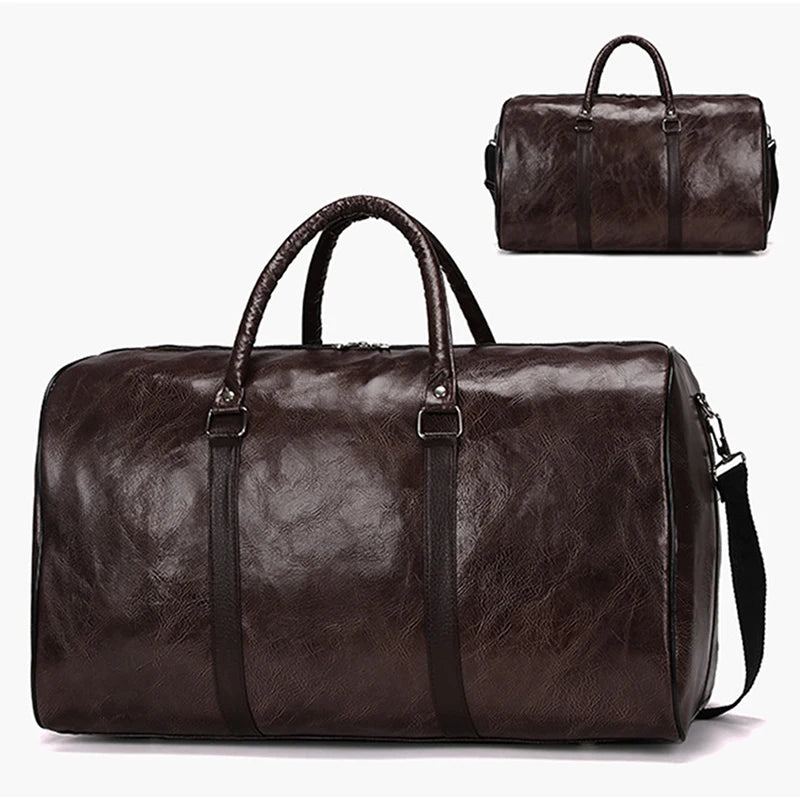 Handcrafted leather overnight duffle bag