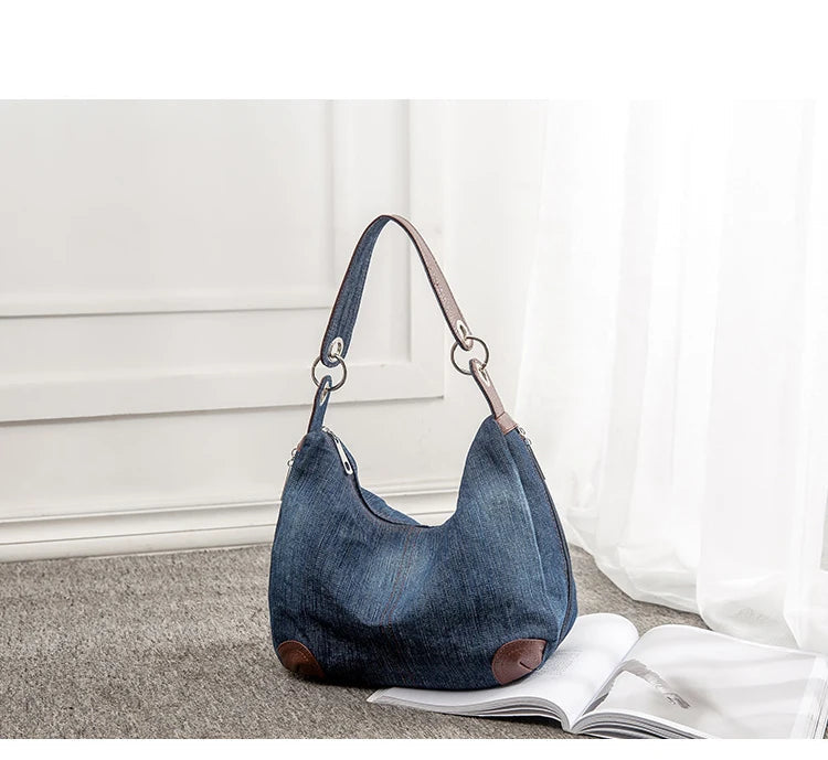 Casual denim slouch bag