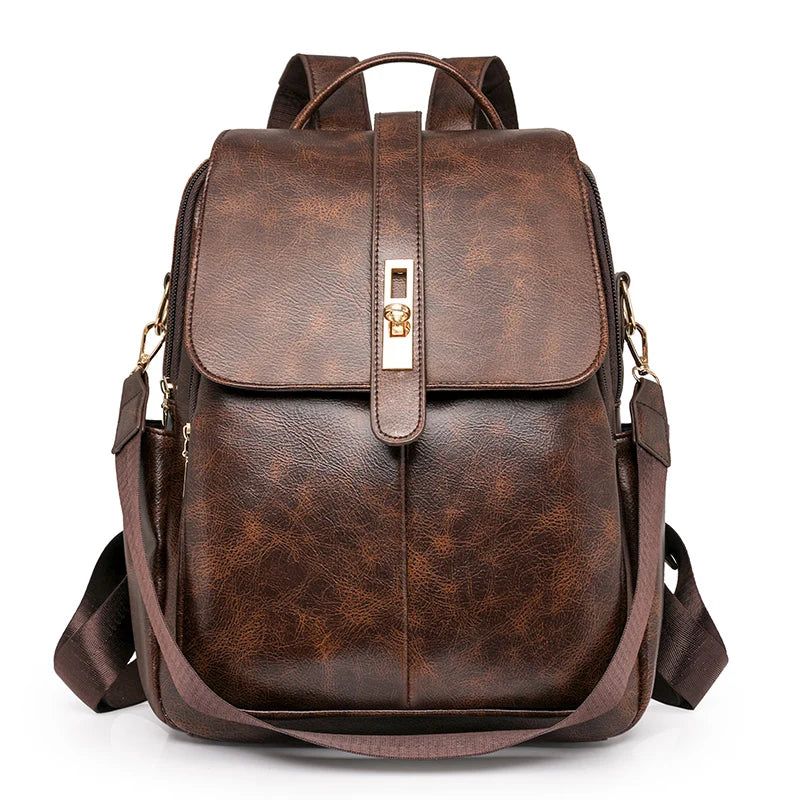 Leather flap satchel
