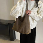 Minimalist suede shoulder slouch bag
