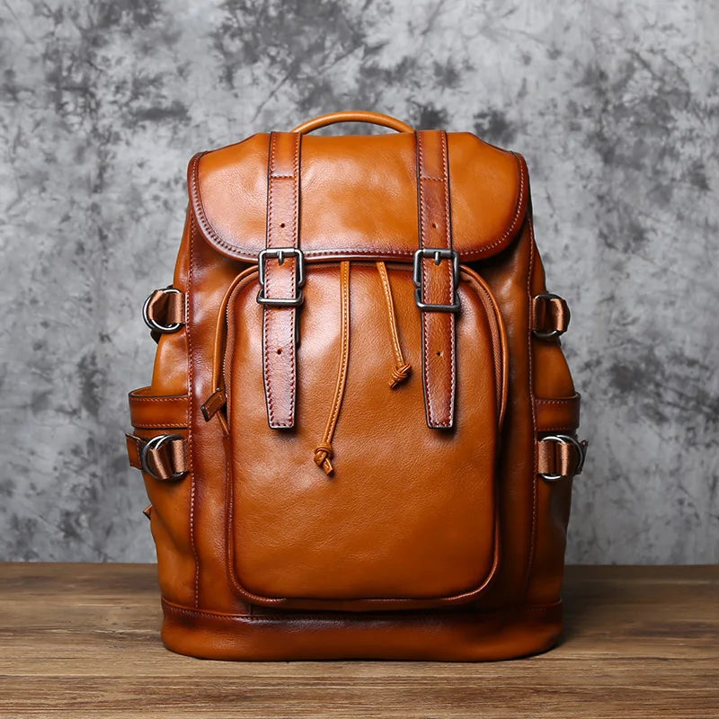 Heavy-duty leather rucksack