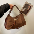Suede shoulder handbag