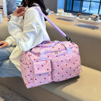 Corduroy travel toiletry bag with shoulder strap