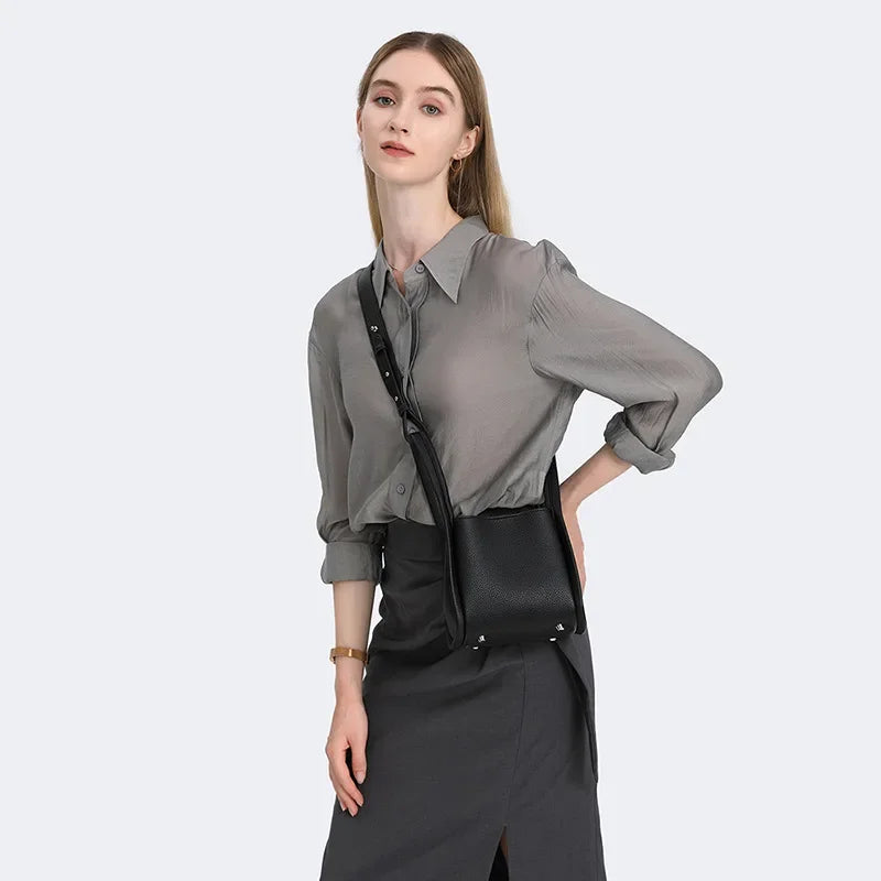 Square leather shoulder bag