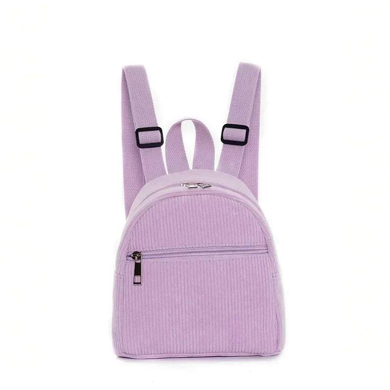 Mini corduroy backpack with adjustable straps