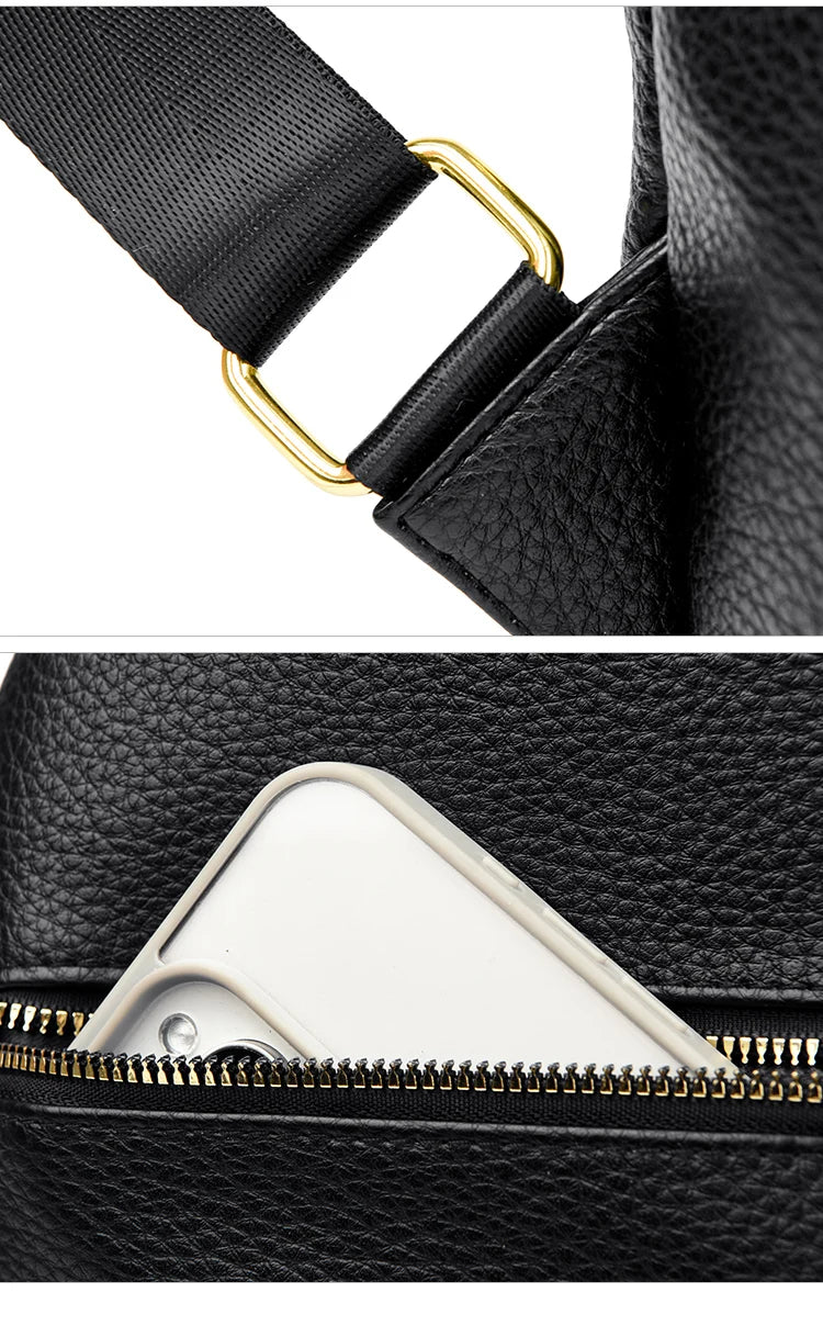 Modern leather backpack for women