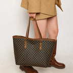 Large capacity leather shoulder tote bag