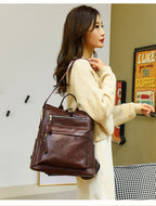 Large capacity leather knapsack