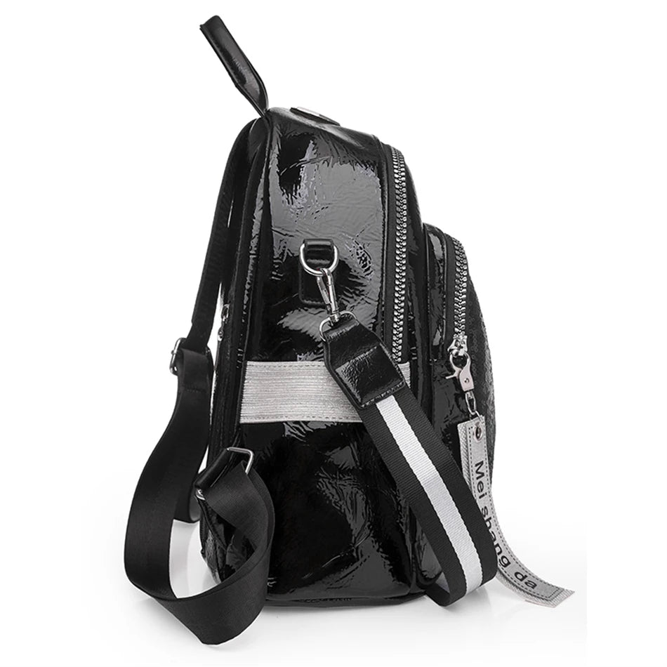 Women’s black leather backpack