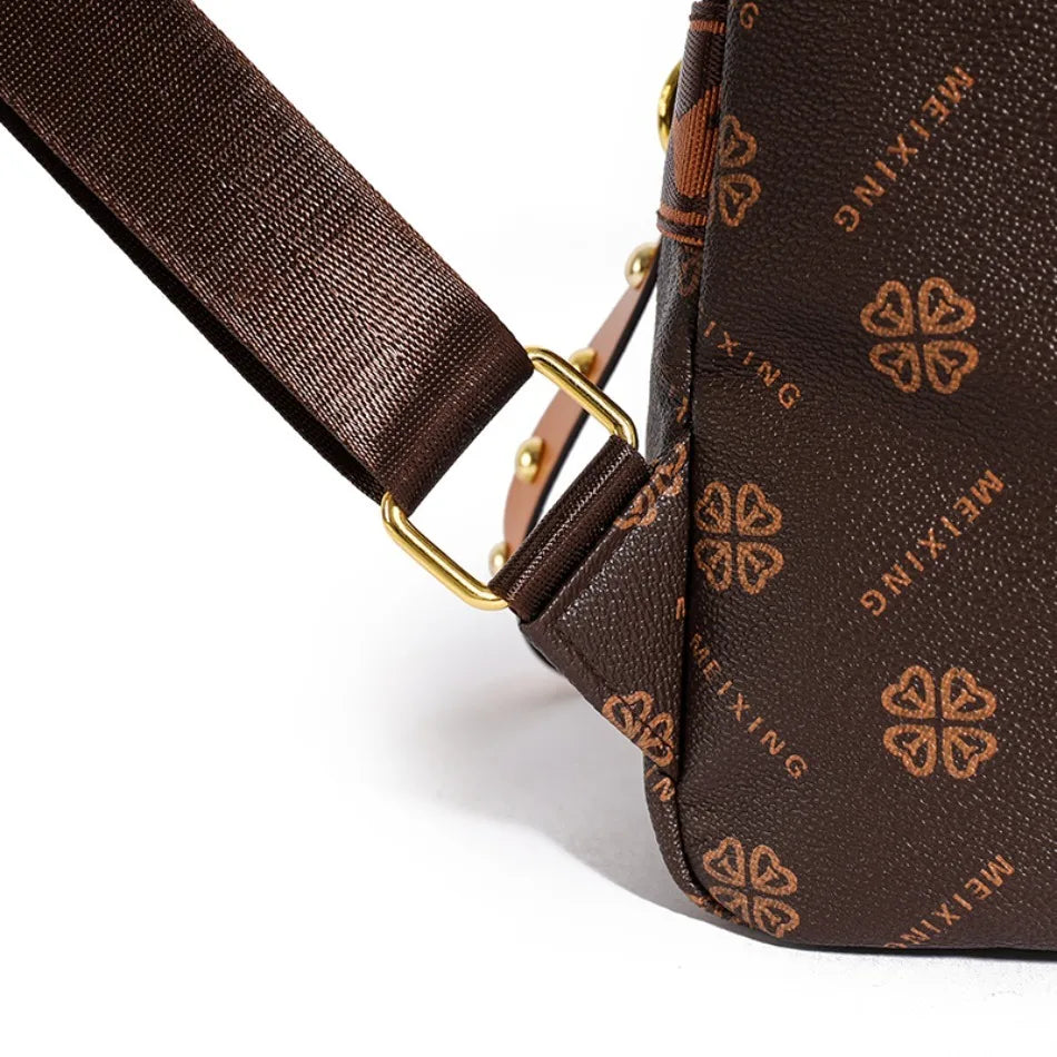 Designer-style leather knapsack