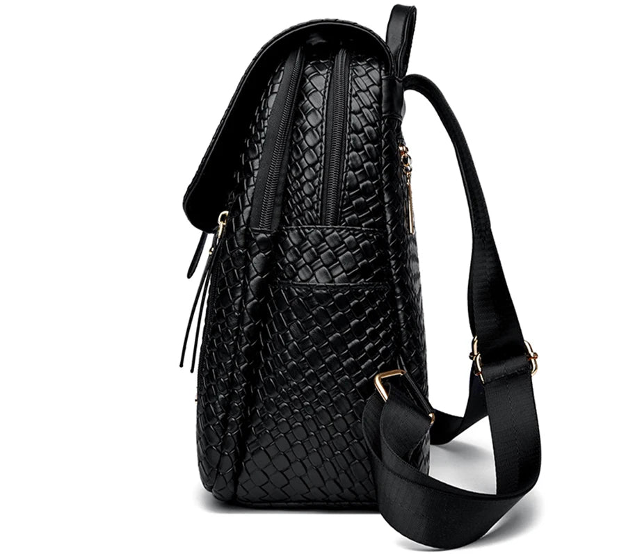 Everyday black leather backpack