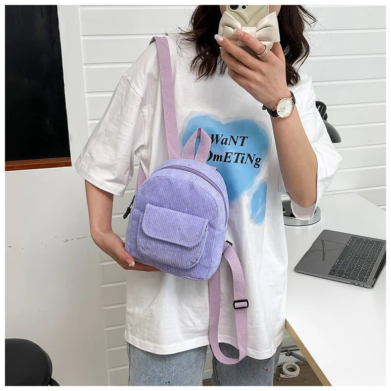 Mini corduroy backpack