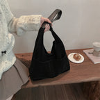 Retro suede slouch bag