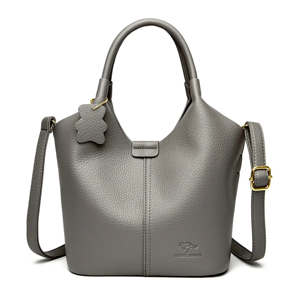 Leather shoulder handbag