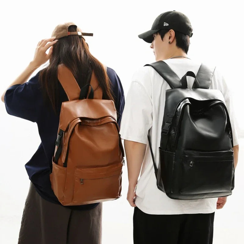 Functional leather backpack