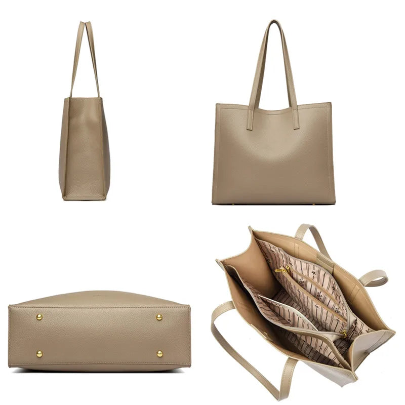 Casual leather tote bag for women