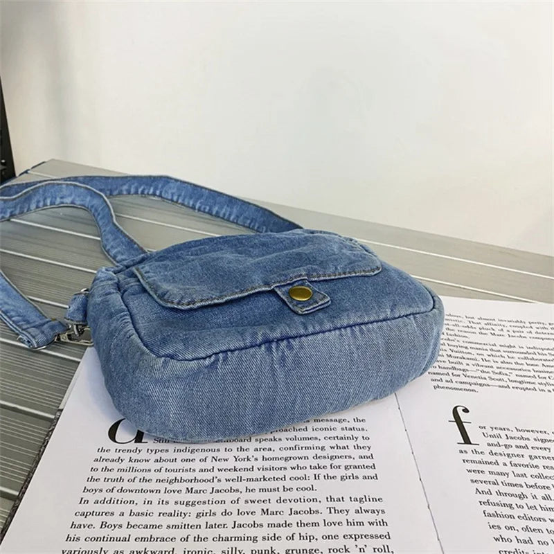 Soft denim crossbody handbag