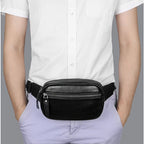 Zip-top leather belt bag