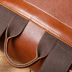 Tall leather rucksack with top flap