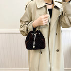 Corduroy handbag with chain strap