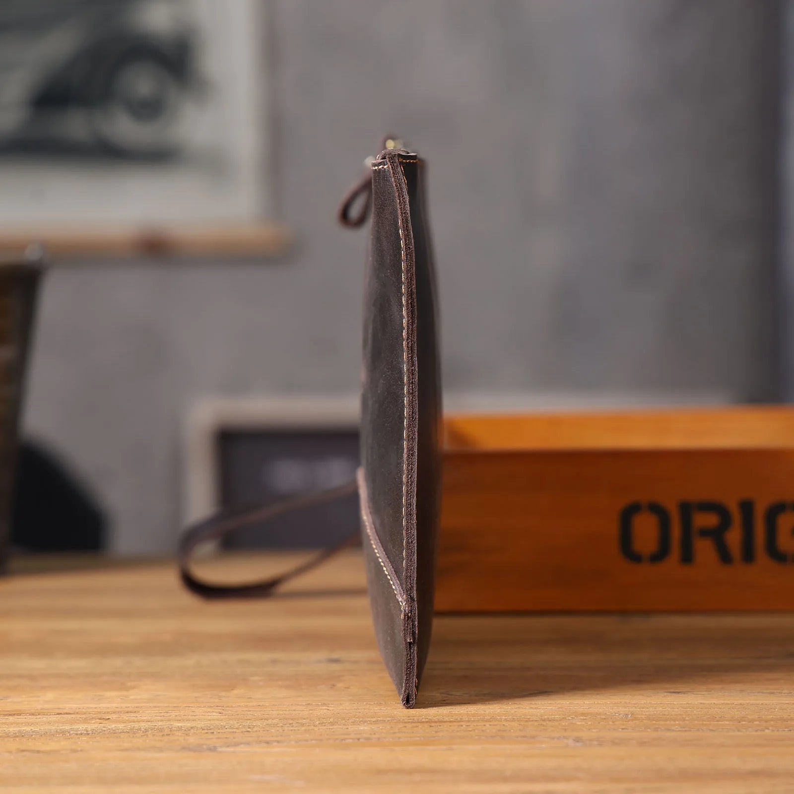 Retro leather clutch