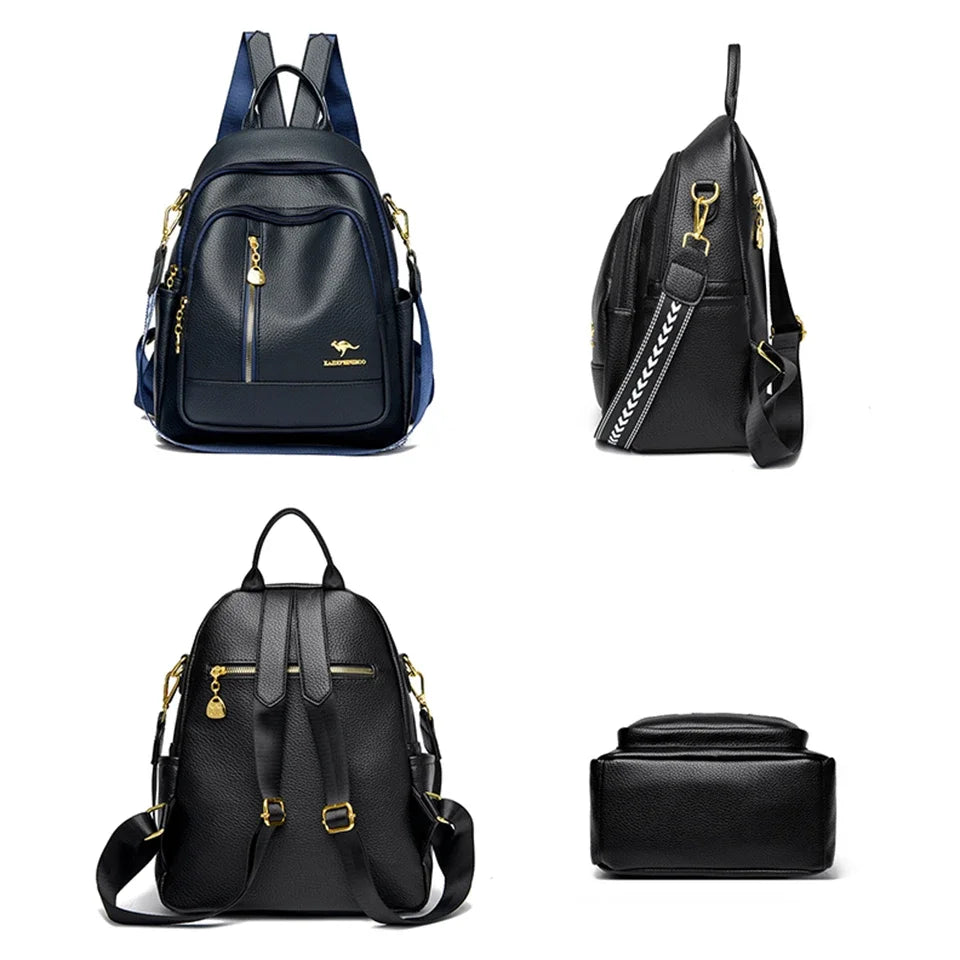 Modern leather backpack for women