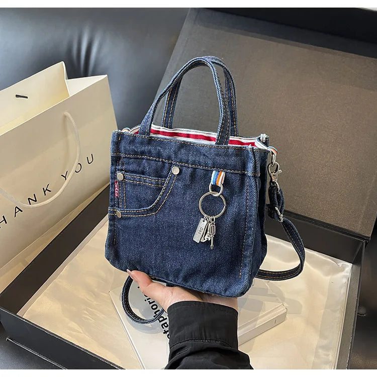 Mini boxy denim handbag